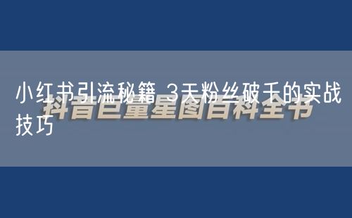 小红书引流秘籍 3天粉丝破千的实战技巧