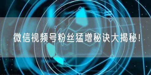 微信视频号粉丝猛增秘诀大揭秘！