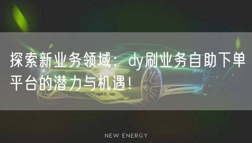 探索新业务领域：dy刷业务自助下单平台的潜力与机遇！