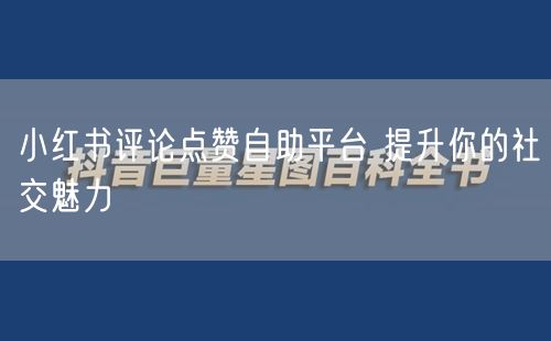 小红书评论点赞自助平台 提升你的社交魅力
