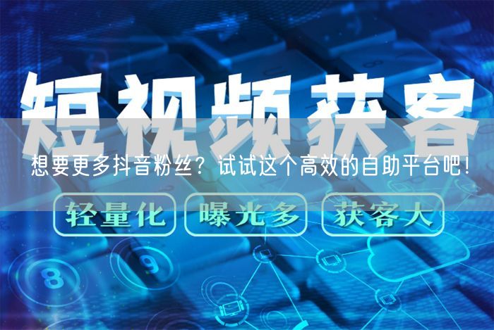 想要更多抖音粉丝？试试这个高效的自助平台吧！