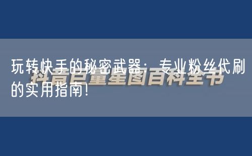 玩转快手的秘密武器：专业粉丝代刷的实用指南！